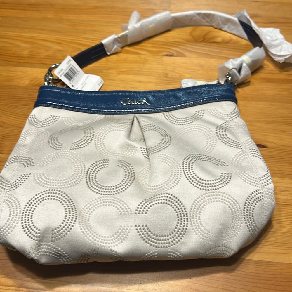 Coach khaki/cobalt purse NWT